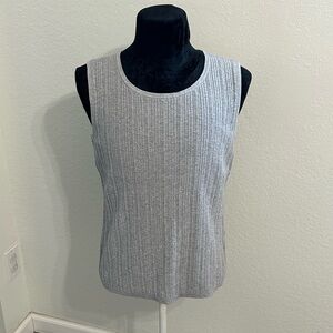 Talbots Silver Gray Ribbed Knit Shell Top | Size L